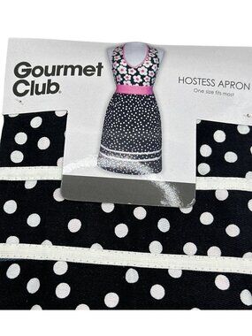 Vintage Inspo Hostess Apron One Size Polka Dot Black White Floral Retro Kitchen